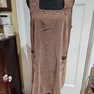 April Cornell Corduroy Brown Sleeveless Jumper Dress, Size M
